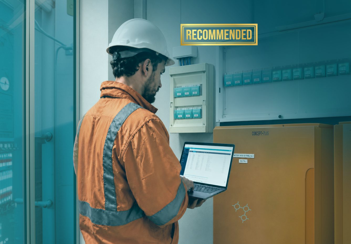 Technician reviewing a zencontrol switchboard installation